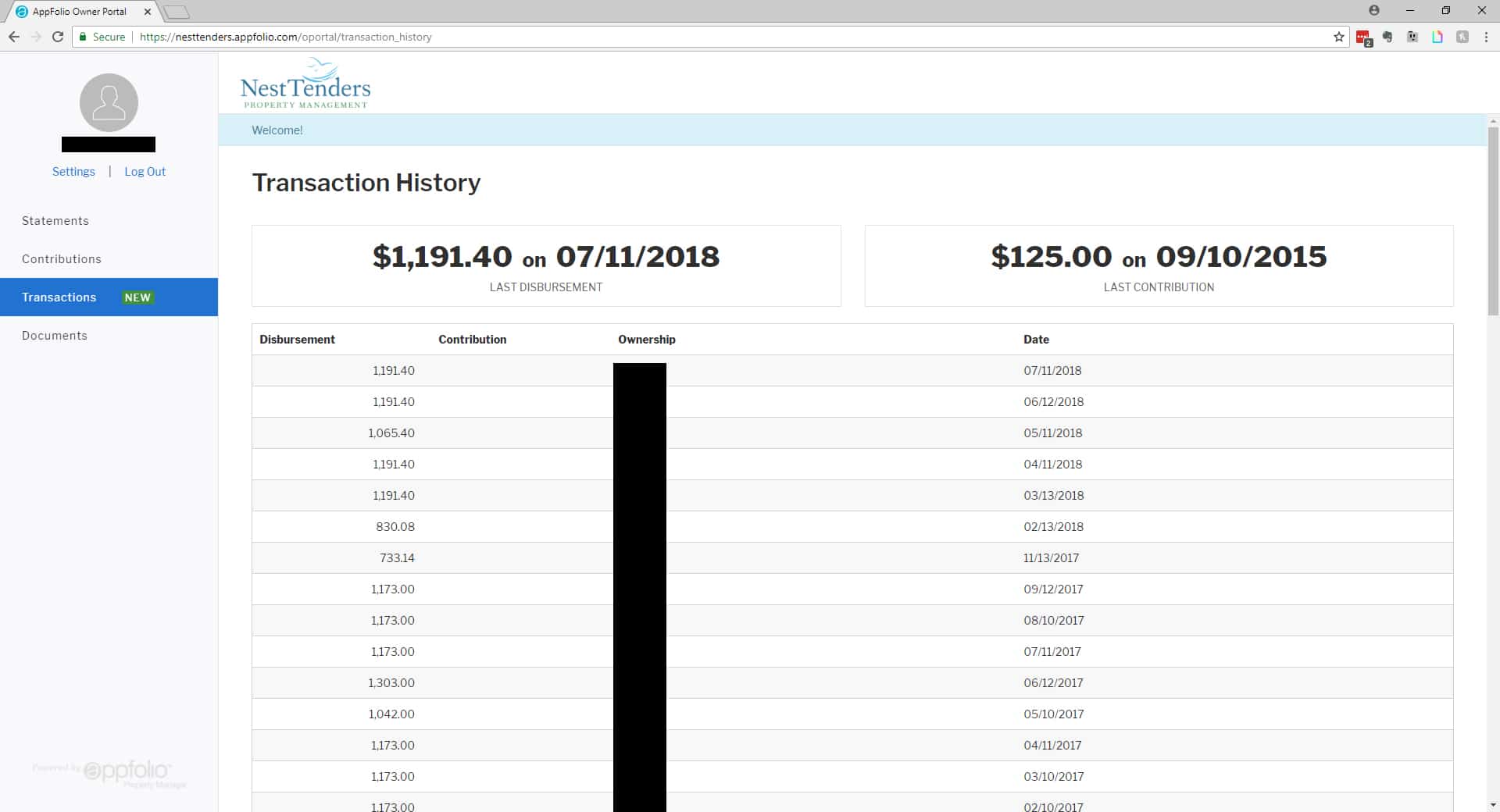 property management transactions now in portal